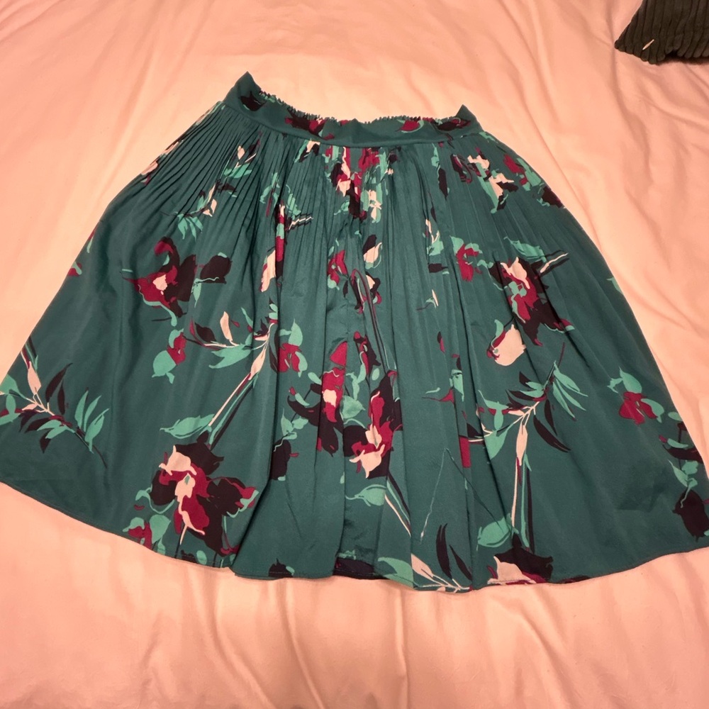 Merona Teal Floral Midi Skirt